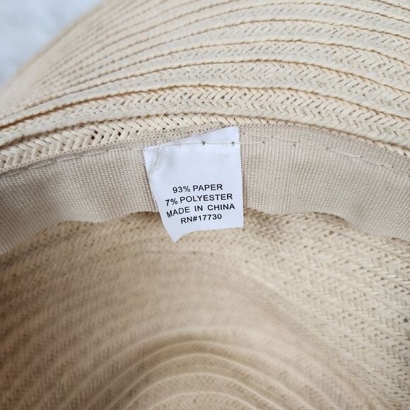 Elegant Cream Sun Hat with Beaded Detail - Picture 7 of 12